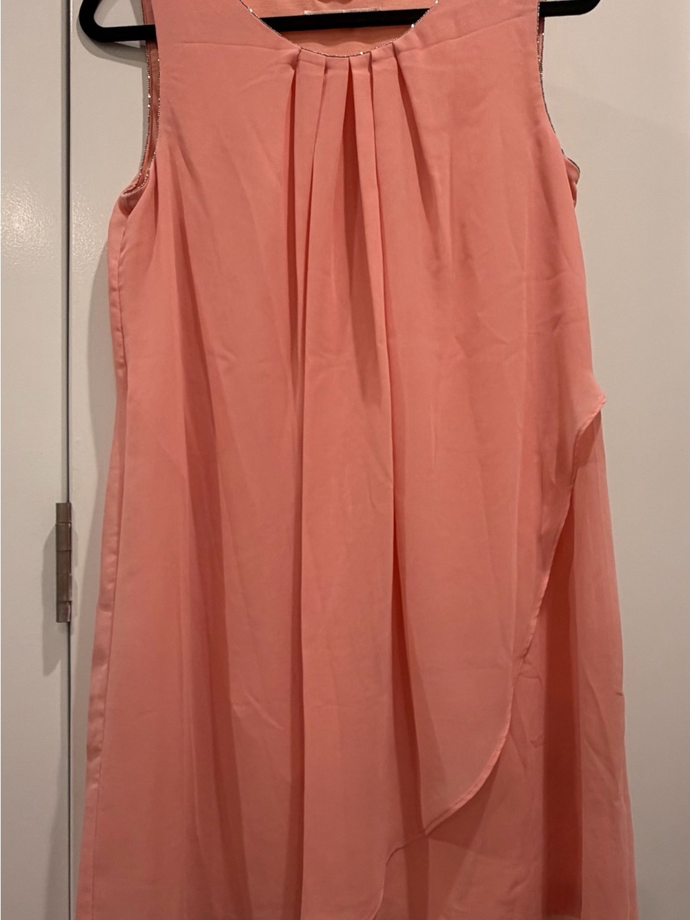 NAF NAF Paris Women’s Coral Pink Sleeveless Layered Chiffon Dress Size L